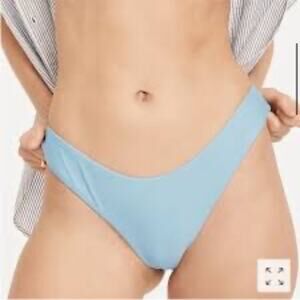 J. Crew Mid-Rise High Cut Leg Cheeky Bikini Bottom in Pale Blue BC125 NWT